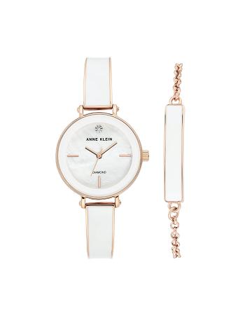 Anne Klein Bangle Watch With Bracelet Set Diamond White | GUSUC18393