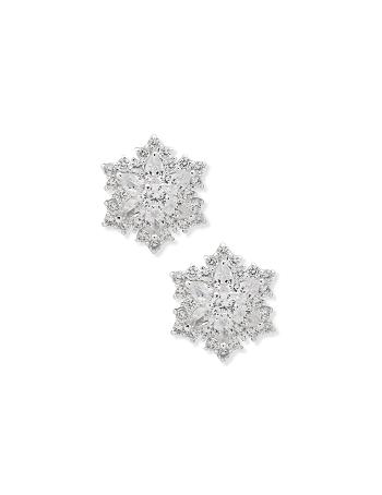 Anne Klein Button Snowflake Pierced Earrings Silver | SUSVO98057