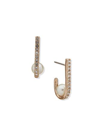 Anne Klein C Hoop Earring With Pearl Pierced Earrings Gold | FUSUI96297