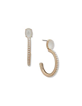 Anne Klein C Hoop With Caviar Pearl Pierced Earrings Gold | USCVG74061