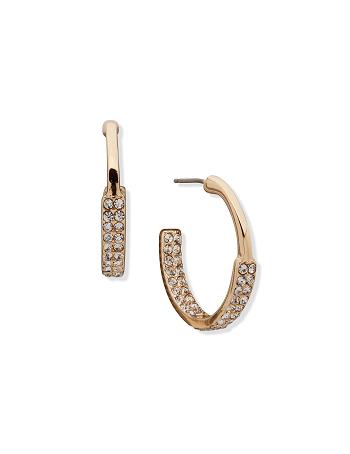 Anne Klein C Hoop With Pave Pierced Earrings Gold | AUSDF35169