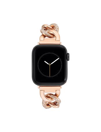 Anne Klein Chain Link Bracelet Band with Premium Crystals Apple Watch Accessories Rose / Gold | XUSGW12946