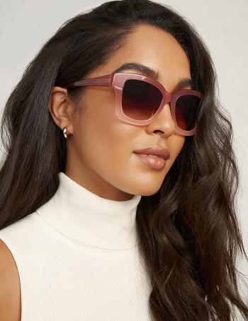 Anne Klein Classic Frame Sunglasses Square Pink | TUSWZ50459