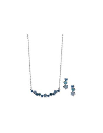 Anne Klein Cluster Necklace and Earring Set in Pouch Earrings Blue | USJZR48089