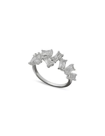 Anne Klein Confetti Stone Ring Rings Grey / Silver | FUSUI72068