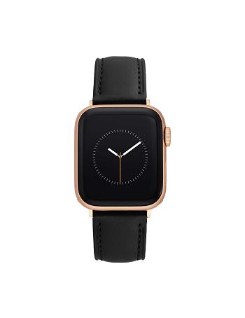 Anne Klein Considered Apple Peel Leather Band Apple Watch Accessories Black / Rose / Gold | PUSQX75463