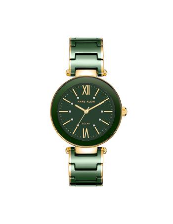 Anne Klein Considered Solar Powered Watch Ceramics Gold / Green | USQCS49314