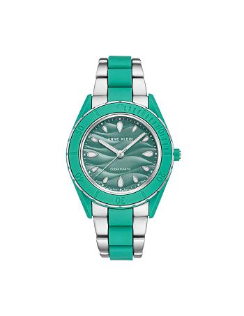 Anne Klein Considered Solar Recycled Bracelet Ocean Plastic Watches Green / Silver | AUSWC44196