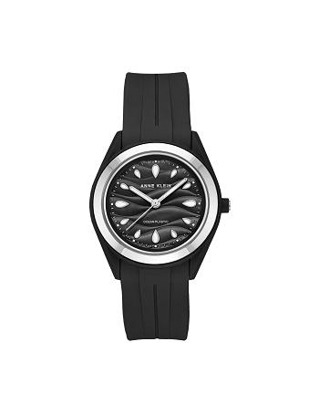 Anne Klein Considered Solar Recycled Strap Ocean Plastic Watches Black / Silver | USDFL55042