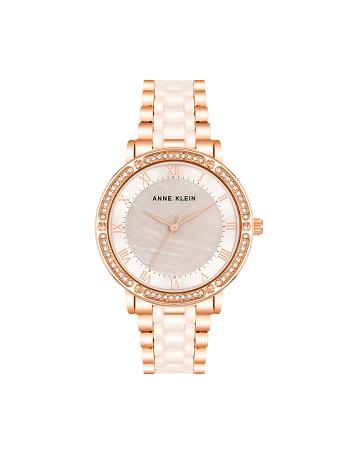 Anne Klein Crystal Accented Ceramic Link Watch Metals Pink | AUSDF26601