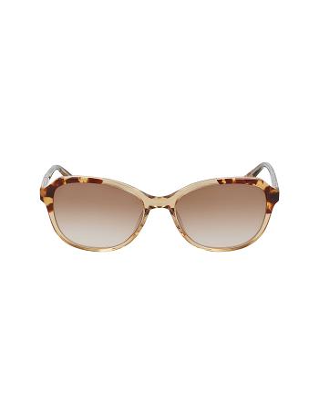 Anne Klein Crystal Oval Sunglasses Narrow Size Beige | EUSHC70830