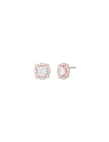 Anne Klein Cubic Zirconia Pave Halo Pierced Earrings Rose / silver | YUSGT33663