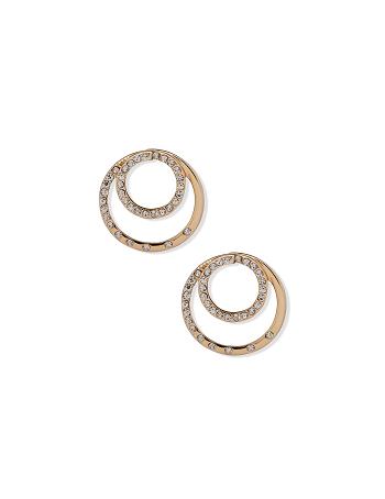 Anne Klein Doorknocker With Pave Pierced Earrings Gold | UUSTG56597