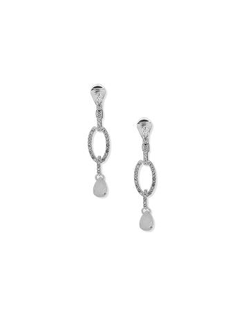 Anne Klein Double Drop Pear Stone Clip Earrings Grey / Silver | USIIZ61071