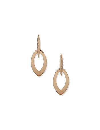 Anne Klein Drop With Micro Pave Pierced Earrings Gold | ZUSMJ71725