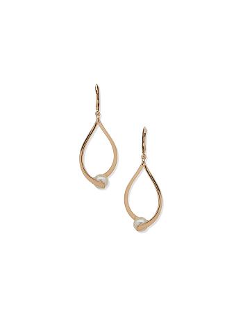 Anne Klein Drop With Pegged Pearl Pierced Earrings Gold | BUSSD75845