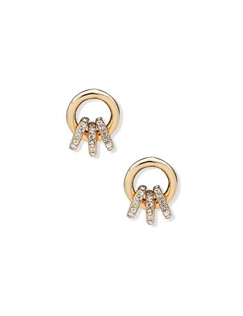 Anne Klein Drop with Mini Pave Hoops Earrings Gold | USZDE92072