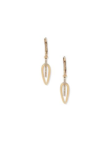 Anne Klein Drop with Pave Earrings Gold | USZDE59870