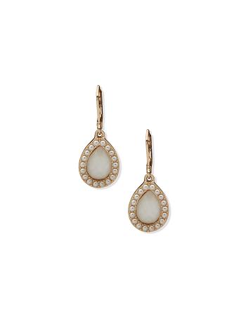 Anne Klein Drop with Pearl Halo Pierced Earrings Gold | MUSFT43492