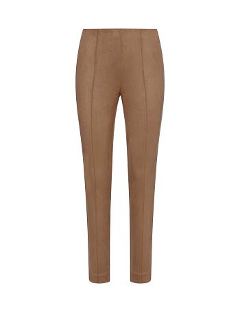 Anne Klein Faux Suede Pull On Slim Ankle Pant- Clearance Bottoms brown | BUSSD33213