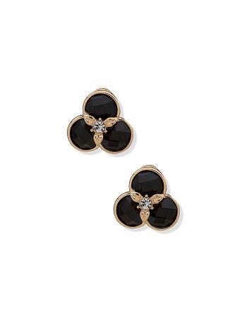 Anne Klein Flower Button Crystal Clip Earrings Gold | USJZR71573