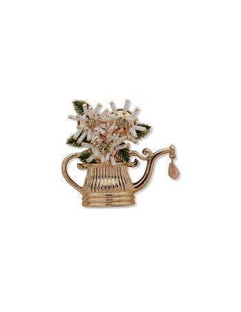 Anne Klein Flower Pot Pin in Gift Box Brooches Flower / Gold | USNZX51229