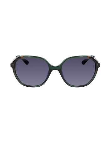 Anne Klein Geometric Sunglasses Oversized Olive | BUSSO89446