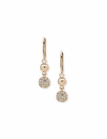 Anne Klein Gold-Tone Leverback Fireball Double Drop Earrings Gold | ZUSMJ50628