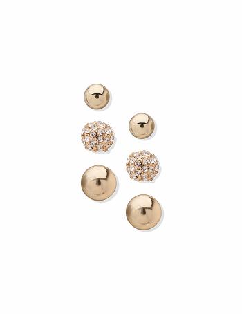 Anne Klein Gold-Tone Trio Post Buttons Set Earrings Gold | USQAV48312