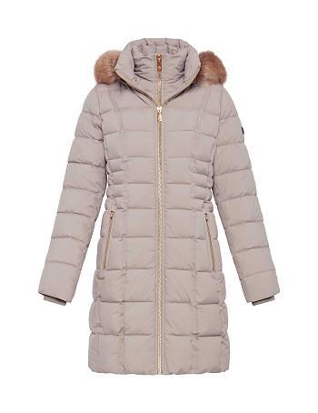 Anne Klein Hooded Puffer Coat Outerwear Grey | ZUSNQ30694