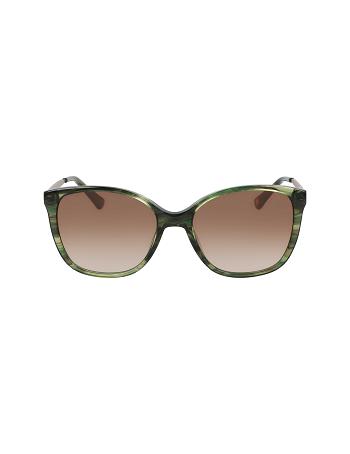 Anne Klein Horn Classic Square Sunglasses Oversized Olive | XUSBH37008