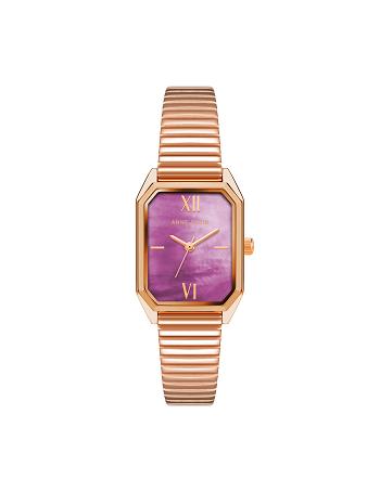 Anne Klein Iconic Octagonal Case Bracelet Watch Metals Rose / Gold / Purple | UUSTG27231