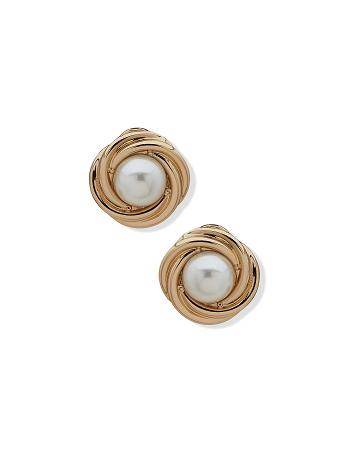 Anne Klein Knot Button Clip On Earrings Gold | SUSVO52955