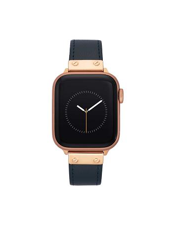 Anne Klein Leather Band Apple Watch Accessories Navy / Rose / Gold | GUSEC45267