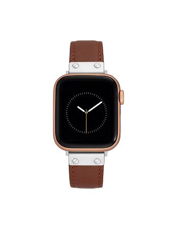Anne Klein Leather Band Apple Watch Accessories Brown / Silver | USXMI44182