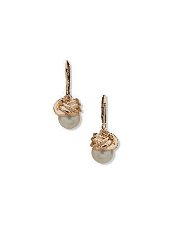 Anne Klein Levback Pearl Drop Earrings Gold | USNZX35536