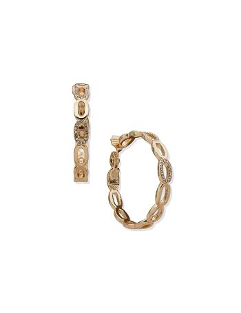 Anne Klein Link Hoop 43mm Hoop Clip Earrings Gold | FUSUI25879