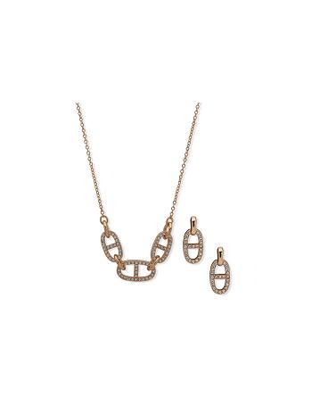 Anne Klein Links Necklace and Earring Set in Pouch Earrings Gold | EUSHC36280