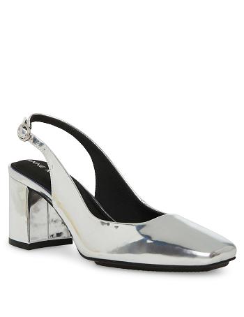 Anne Klein Lizette Sling Back Pumps Heels Silver | FUSUI49488