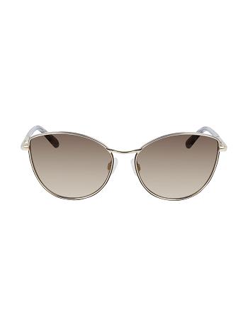 Anne Klein Metal Cat-eye Sunglasses Oversized Gold | USNZX39854