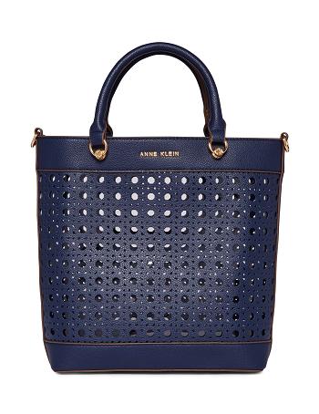 Anne Klein Mini Perforated With Pouch Tote Bags Blue | USXBR70123