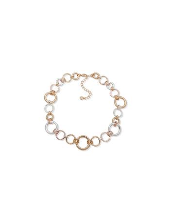 Anne Klein Mixed Metal Circle Links Collar Necklaces Gold | QUSUV83088