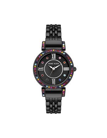 Anne Klein Multicolored Premium Crystal Watch Metals Black | USNEJ48260