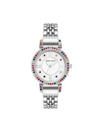 Anne Klein Multicolored Premium Crystal Watch Metals Silver | XUSGW60691