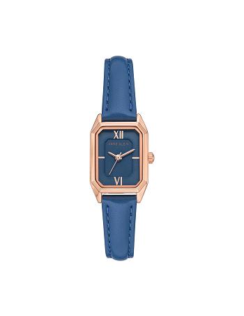 Anne Klein Octagonal Case Strap Watch Leather Blue | XUSGW37461