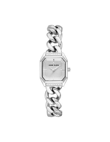 Anne Klein Octagonal Crystal Accented Chain Bracelet Watch Metals Silver | USEGJ71735