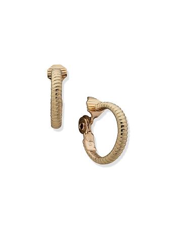 Anne Klein Omega Clip Hoop Clip Earrings Gold | BUSSO56631