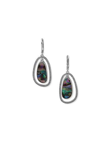 Anne Klein Orbital Abalone Pierced Earrings Silver | USZDE35829