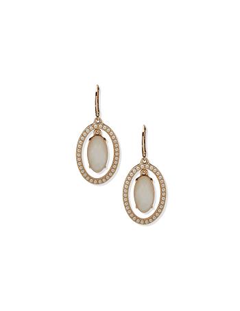 Anne Klein Orbital with Pearl Halo Pierced Earrings Gold | USZDE38277