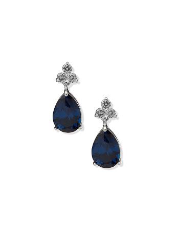 Anne Klein Pear Stone Drop Post Sapphire Pierced Earrings Blue / Silver | QUSUV37861